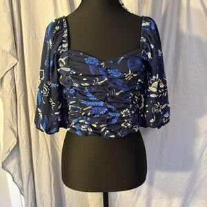 Sienna Sky Navy Floral Crop Top